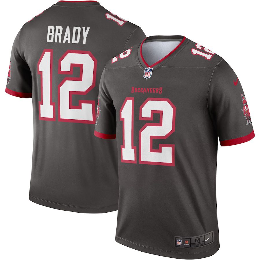 Men Tampa Bay Buccaneers 12 Tom Brady Nike Pewter Alternate Legend NFL Jersey